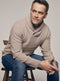 Mens Plain Knitted Shawl Neck Jumper