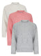 Ladies Papaya Turtleneck Cable Jumper Grey Pink Beige