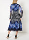 Ladies Zip Front Floral Border Midi Dress