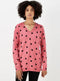 Ladies Pink Heart Print Soft Touch Jumper