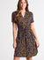 Ladies Short Sleeve Dash Print Zip Front Dress