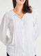 Ladies Long Sleeve Pintuck Blouse In Ivory & Blue