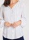 Ladies Long Sleeve Pintuck Blouse In Ivory & Blue