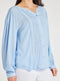 Ladies Long Sleeve Pintuck Blouse In Ivory & Blue