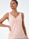 Ex Roman Light Pink Lace Twist Front Stretch Top