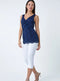 Ex Roman Navy Lace Twist Front Stretch Top