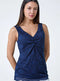 Ex Roman Navy Lace Twist Front Stretch Top