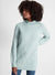 Ladies Green Pointelle Knit High Neck Tunic Jumper