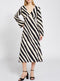 Ladies Stripe V Neck Midi Tea Dress