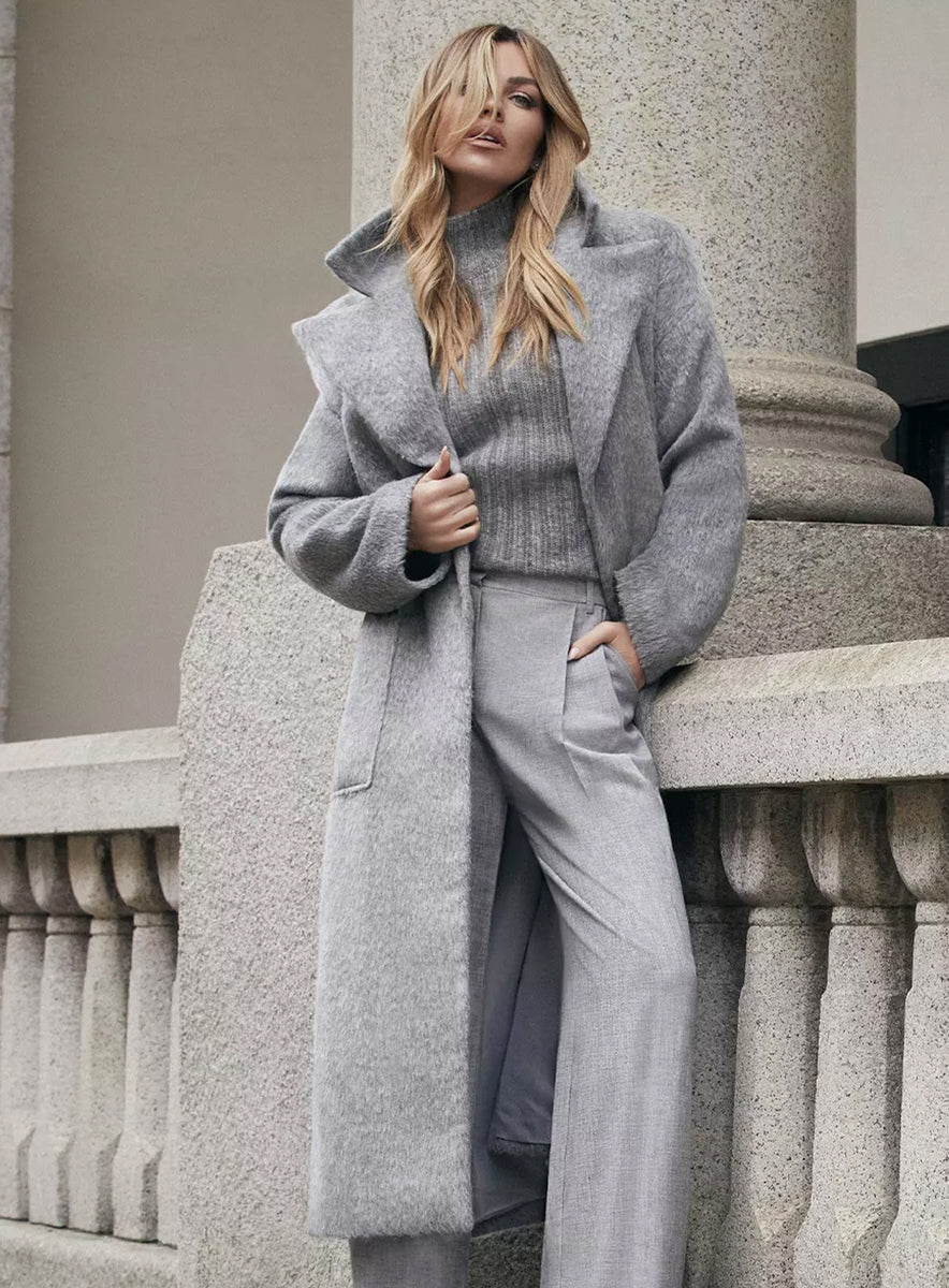 F&F Grey Faux Fur Longline Trench Coat Abbey Clancy RRP £49.50 ...