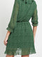 Polka Dot Faux Wrap Mini Dress With Elasticated Waist In Green Chiffon