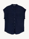 Ladies Jersey Collared Shirt Blouse With Front Pockets