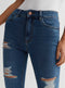 Ladies Blue Ripped Mid Rise Skinny Jeans