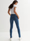 Ladies Blue Ripped Mid Rise Skinny Jeans