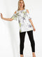 Ex Roman Ivory Floral Cold Shoulder Top