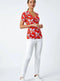 Ex Roman Red Floral Print Wrap V-Neck Stretch Top