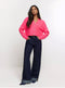 Ladies Pink Boxy Cut Cropped Cardigan Pink