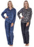 Ladies Moonjams Satin Pyjama Set Revere collar Blue Black