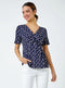 Ex Roman Navy Spot Print Side Twist Wrap Top