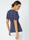 Ex Roman Navy Spot Print Side Twist Wrap Top