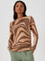 Ladies Brown Swirl Print Super Soft Jumper