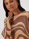 Ladies Brown Swirl Print Super Soft Jumper