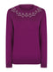 Ladies Ex Bon Marche Diamante Jewel Front Crew Neck Jumper