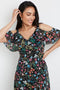 Ex Wallis Petite Tropical Floral Cold Shoulder Dress