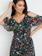 Ex Wallis Petite Tropical Floral Cold Shoulder Dress